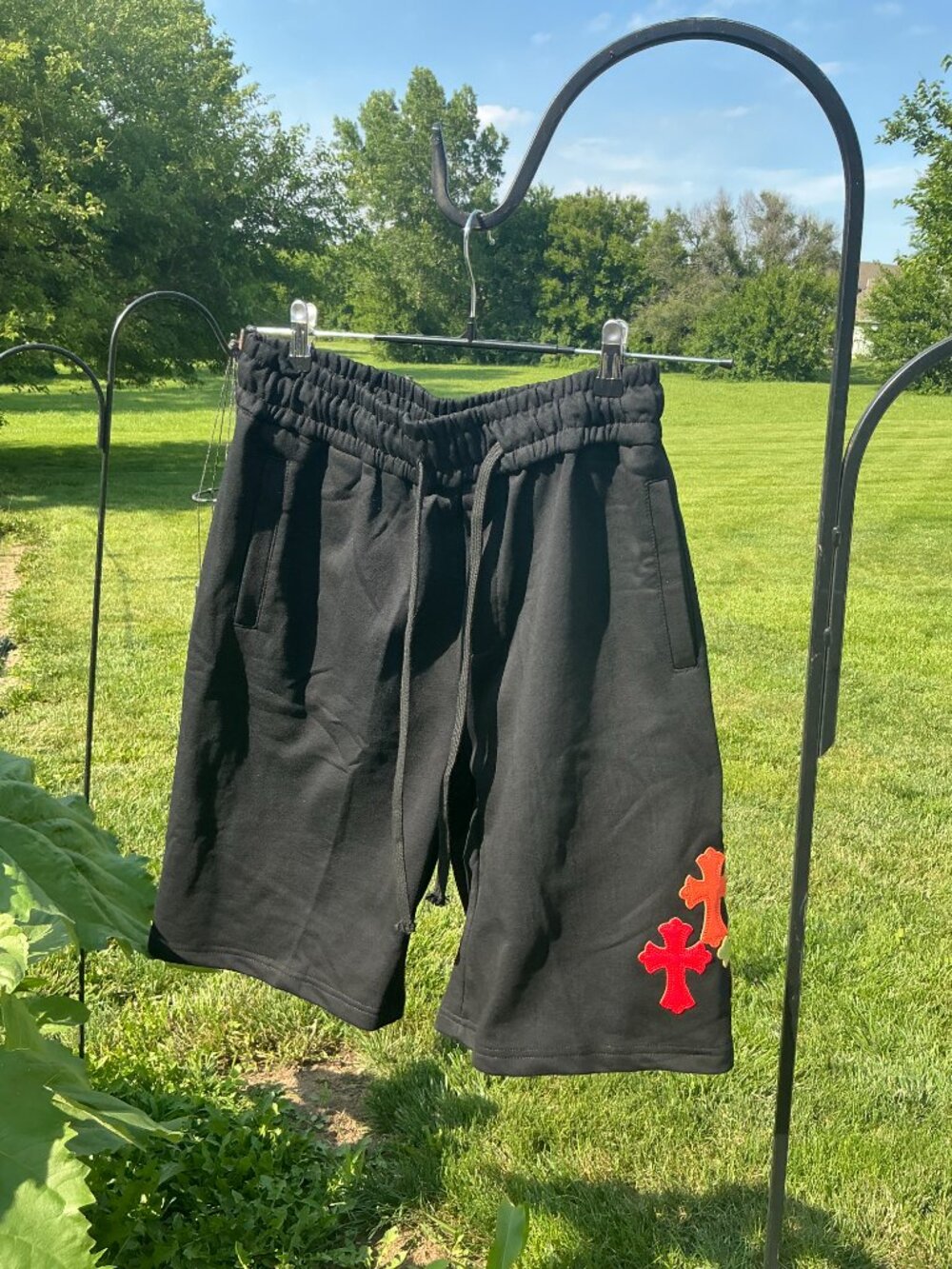 Black Chromehearts sweat shorts "multi crosses"